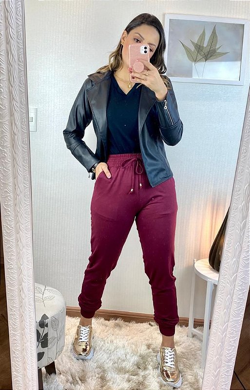 Calça Jogger Feminina  Moletinho Viscose  Amicia Fashion