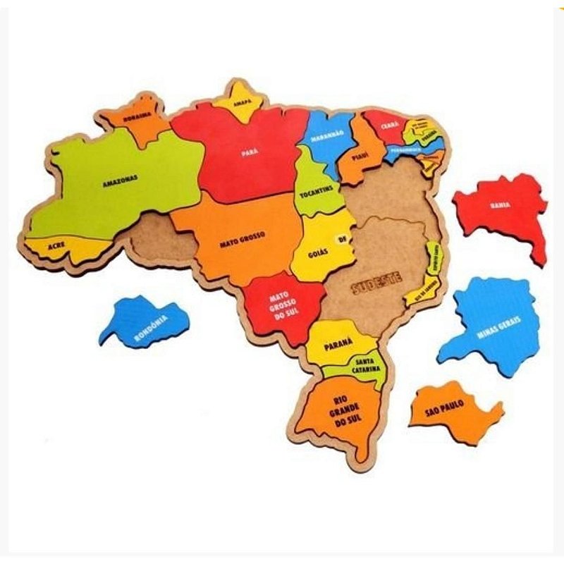 Mapa Brasil Regiões Estados Capitais - Quebra Cabeça Educativo