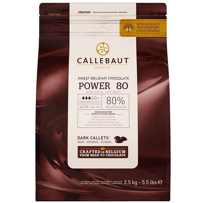 Chocolate Belga Amargo Callebaut Power 80% Cacau - 2,5kg