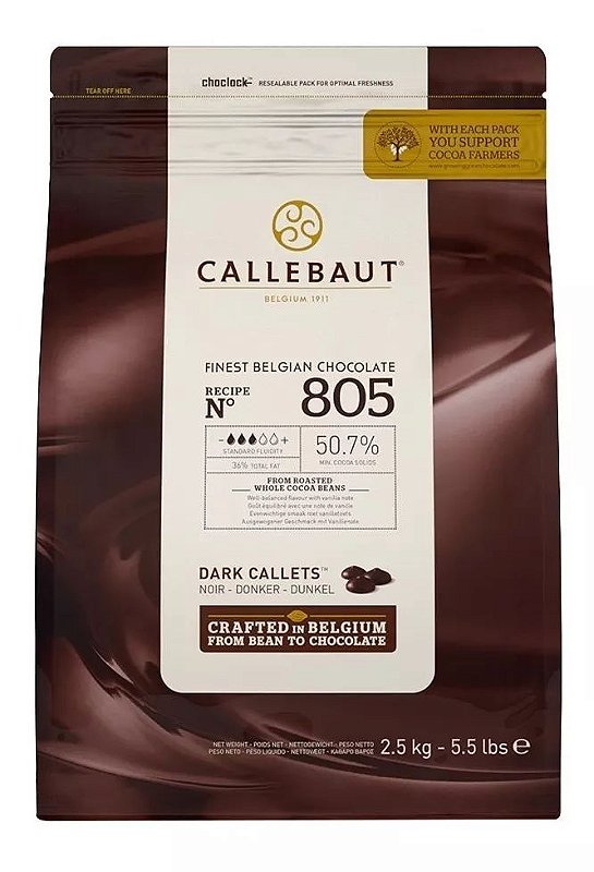 Chocolate Belga Amargo Callebaut Em Gotas 50,7% 805 - 2,01kg