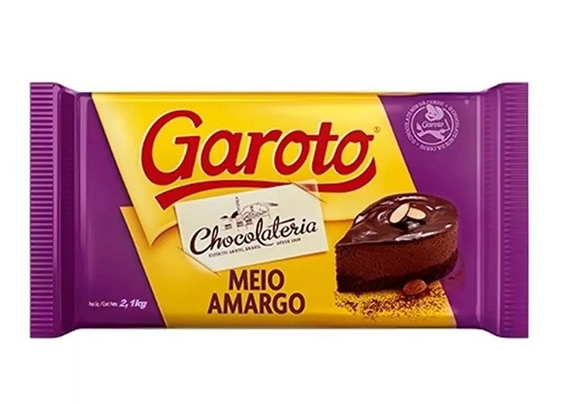 Barra Chocolate Cobertura Meio Amargo 2,1kg - Garoto