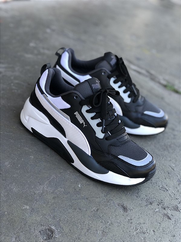 Tenis Puma X Ray 2 Square Bdp Preto com Branco - Lace Sneakers