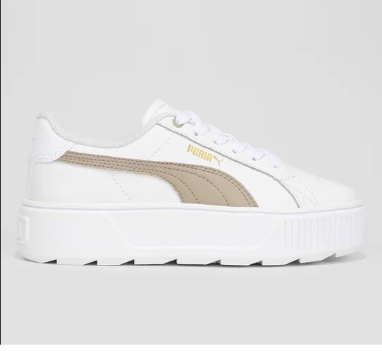 Tenis Puma Karmen Couro Branco com Bege Lace Sneakers