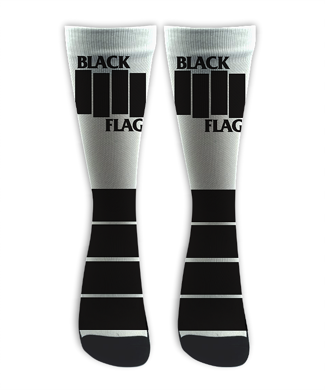 Meia Cano Alto - Black Flag White