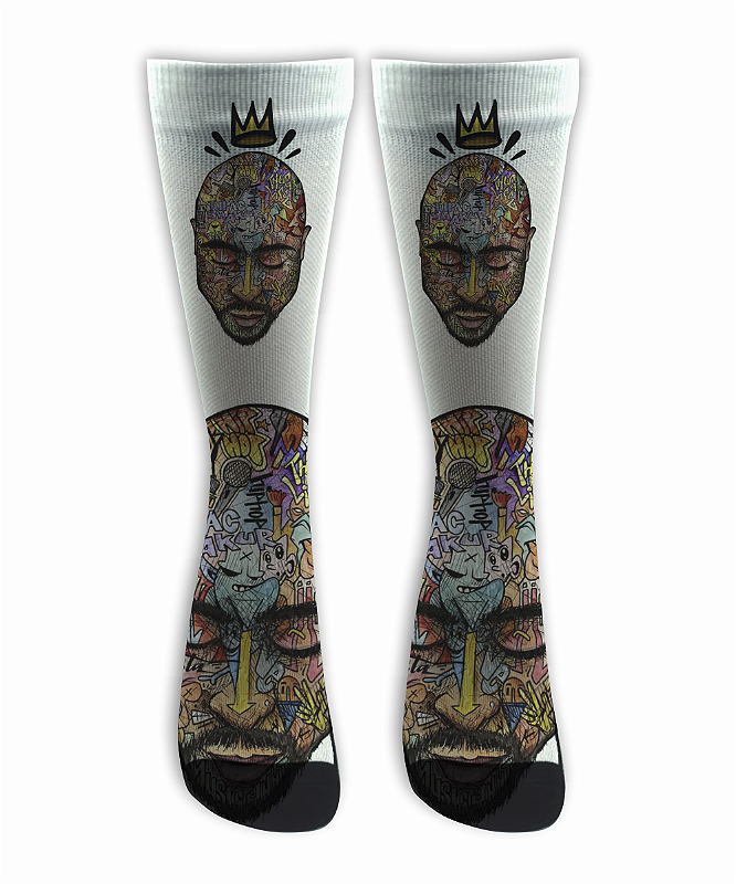 Meia  Cano Alto - Tupac Grafitti