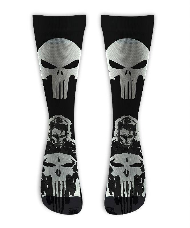 Meia  Cano Alto - Punisher Black