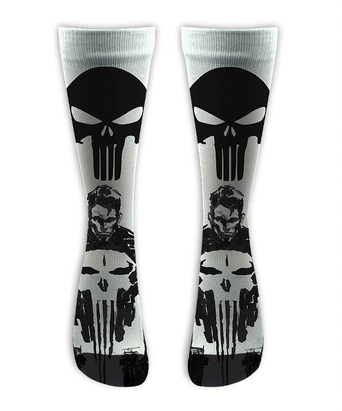 Meia  Cano Alto - Punisher White