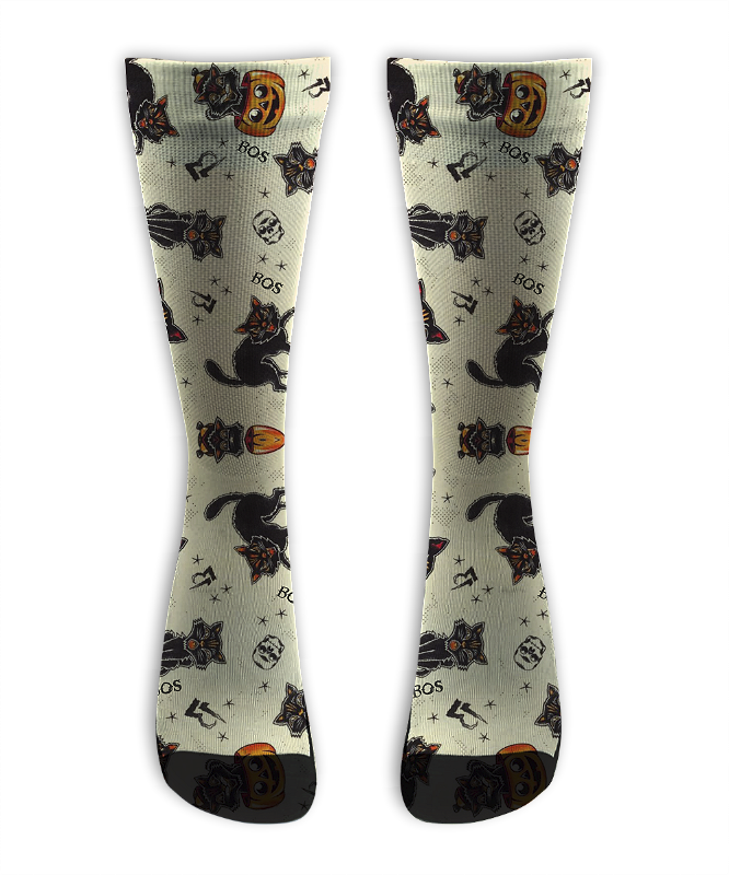 Meia  Cano Alto - Halloween Cat 13