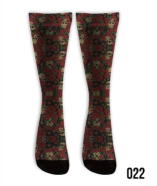 Meia  Cano Alto - Caveira Floral Vintage