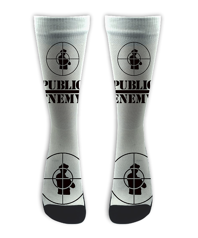 Meia  Cano Alto - Public Enemy White