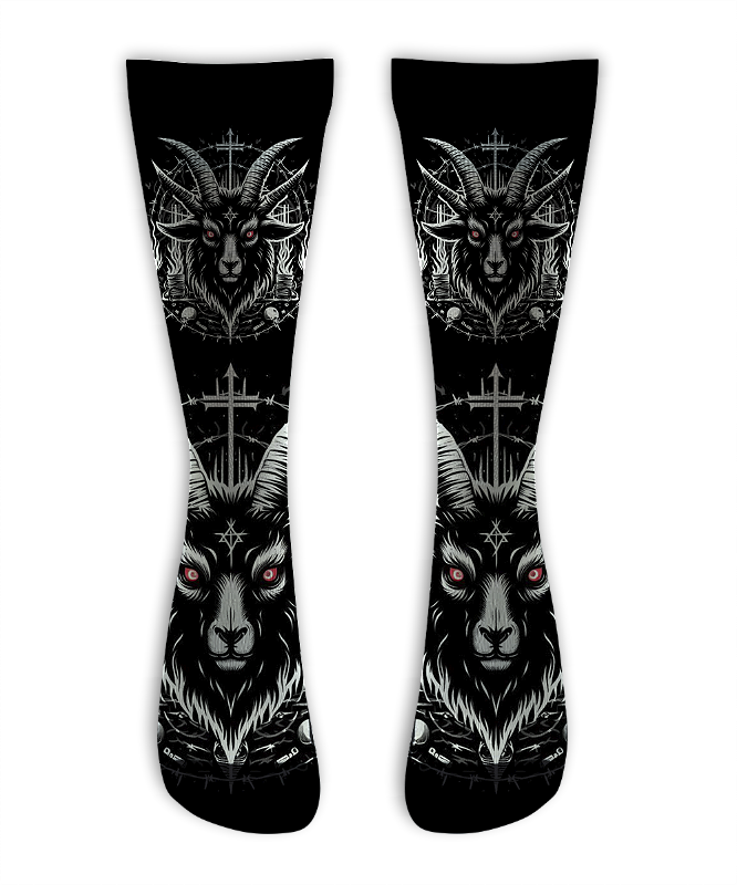 Meia  Cano Alto - Baphomet Black