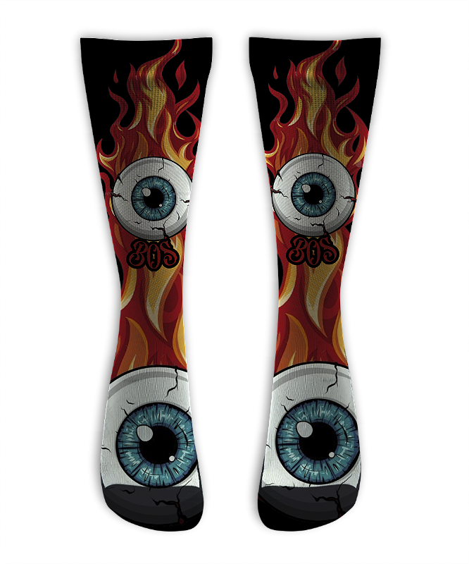 Meia  Cano Alto - FLy Eye Flames Black