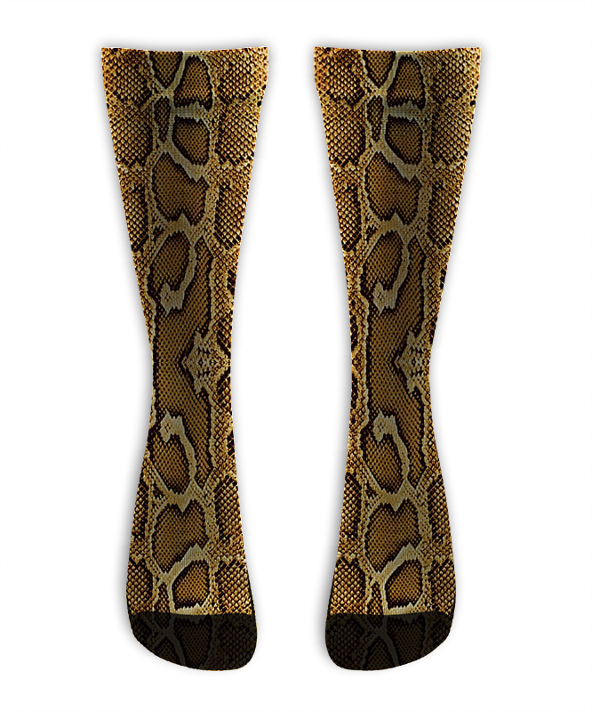 Meia  Cano Alto - Snake Skin Golden
