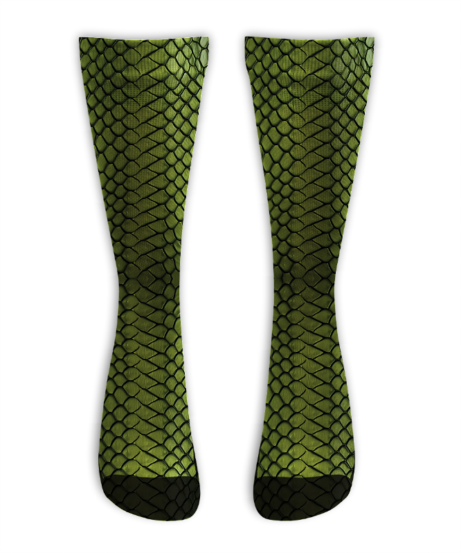 Meia  Cano Alto - Snake Skin Green