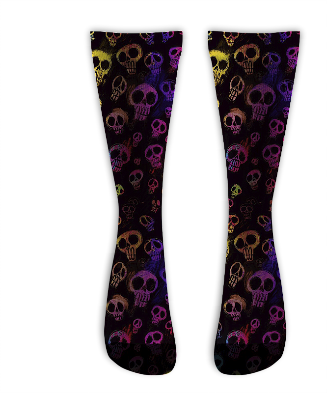 Meia  Cano Alto - Full Skull Draw