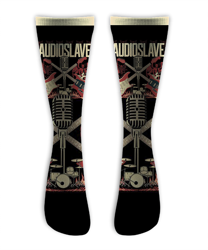 Meia  Cano Alto - Audio Slave - Stripe Crema