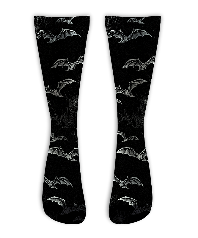 Meia  Cano Alto - Morcegos Black