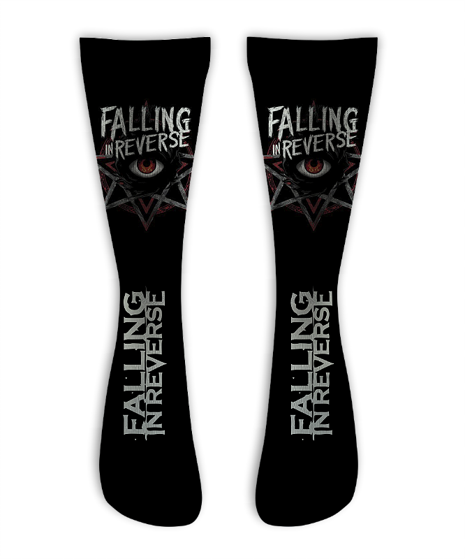 Meia  Cano Alto - Falling In Reverse - Star Black