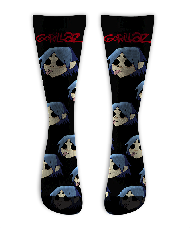 Meia  Cano Alto - Gorillaz Face Black