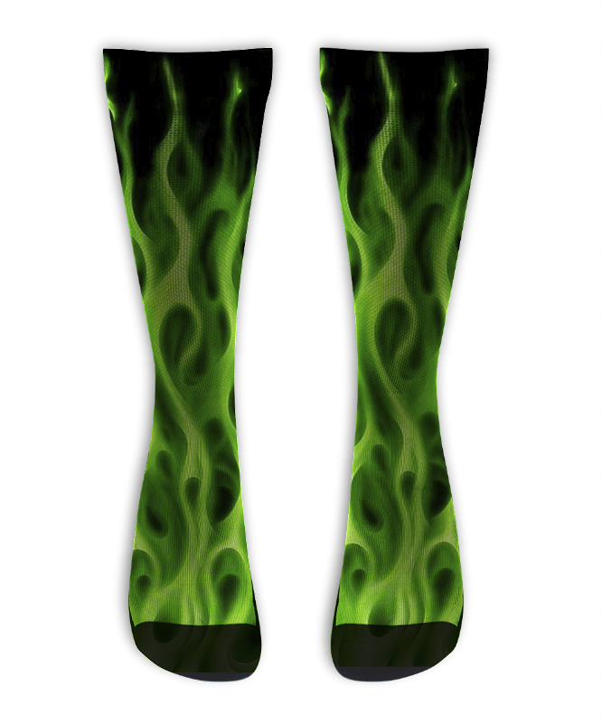 Meia Cano Alto - Flame Green and Black