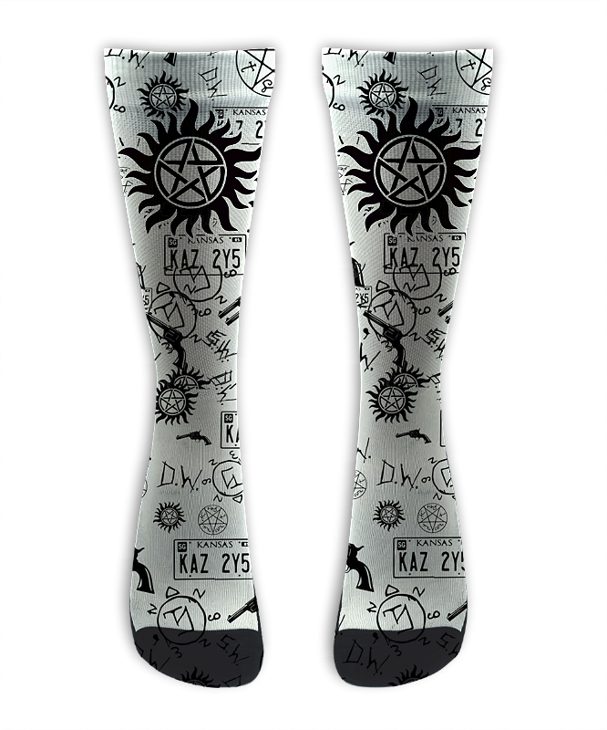 Meia Cano Alto - Super Natural Symbols White