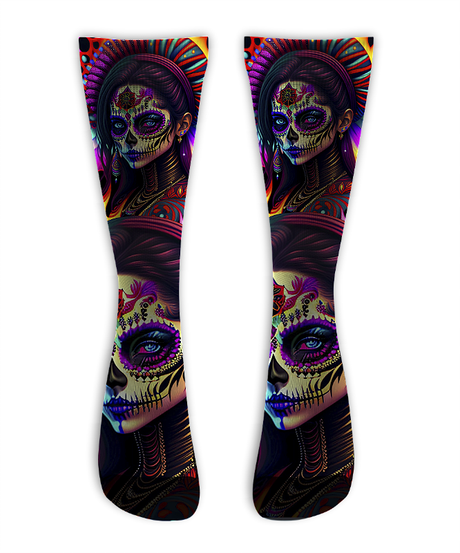 Meia Cano Alto - Catrina 01 NEON