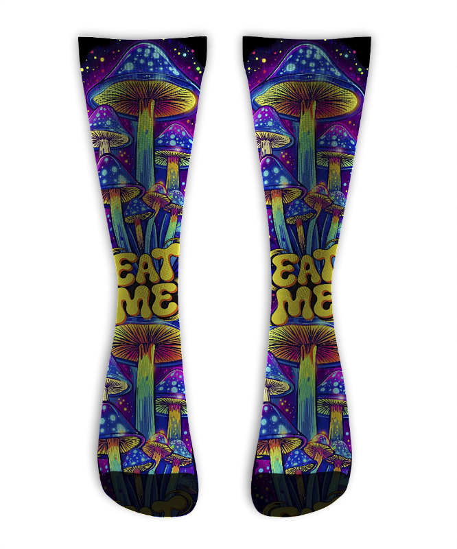 Meia Cano Alto - Cogumelo Food NEON