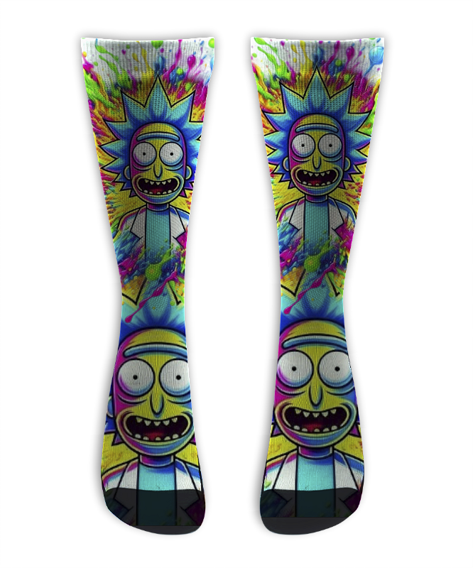 Meia Cano Alto - Morty White NEON