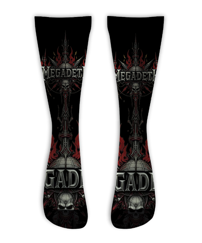 Meia Cano Alto - Megadeth Skull