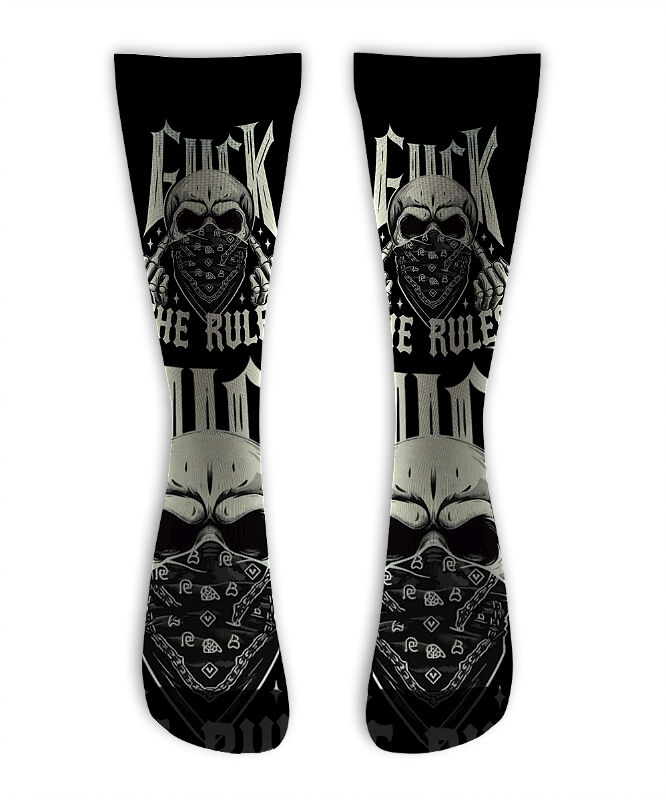 Meia Cano Alto - Ride or Die Skull