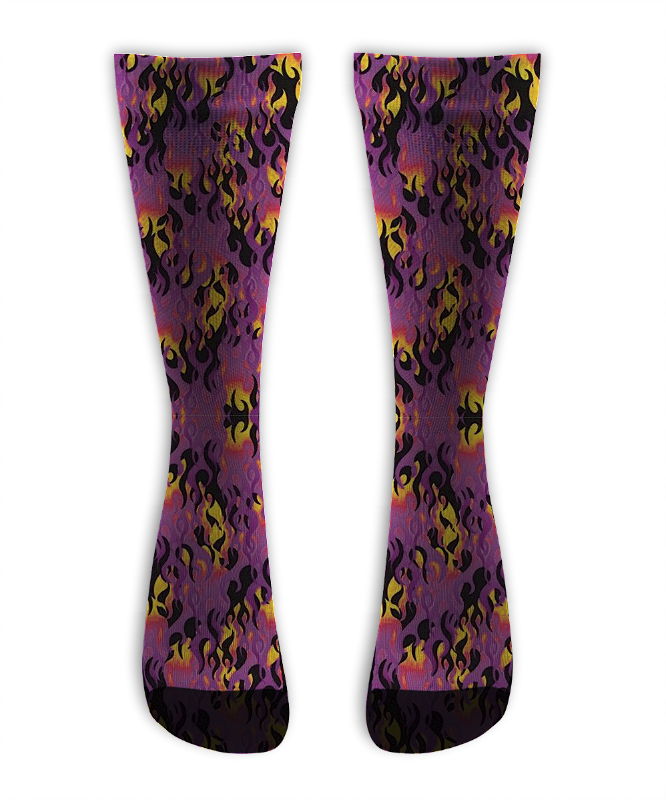 Meia Cano Alto - Flames Vintage Pink Purple
