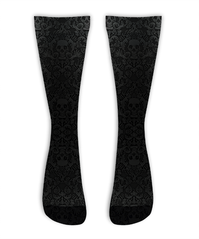 Meia Cano Alto - Ornamental Skull Gray