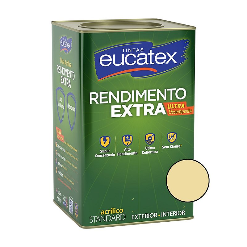 Tinta Acrílica Rendimento Extra - Standard - Marfim Fosco 18L-  Eucatex
