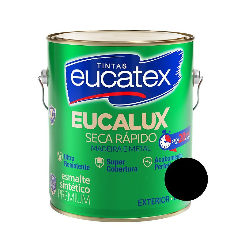 Esmalte Sintético Eucalux Preto Brilhante- 3,60L - Eucatex