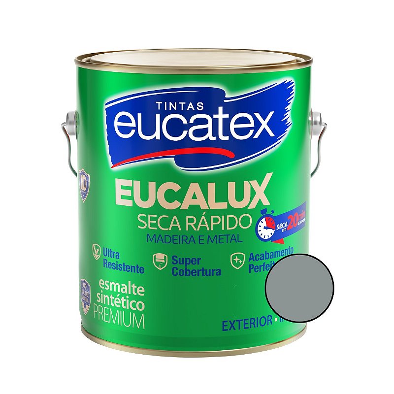 Esmalte Sintético Eucalux Cinza Médio Brilhante- 3,60L - Eucatex