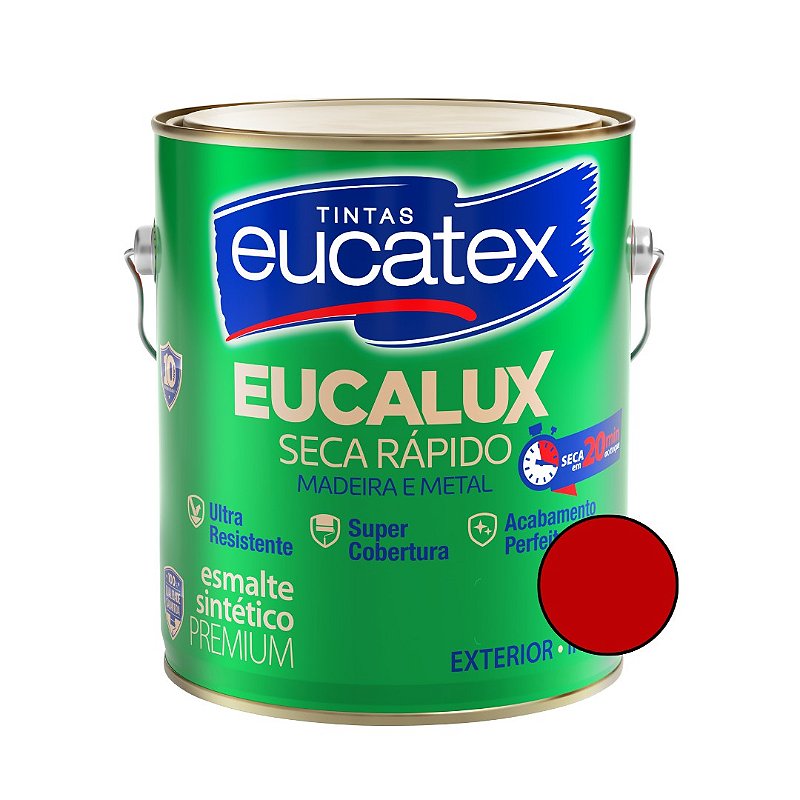 Esmalte Sintético Eucalux Vermelho segurança Brilhante - 3,60L - Eucatex