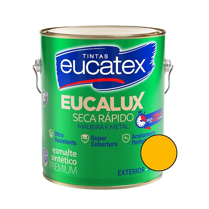 Esmalte Sintético Eucalux Amarelo Puro Brilhante- 3,60L - Eucatex