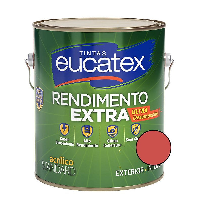 Tinta Acrílica Rendimento Extra -Vermelho Cardinal -3,6L-  Eucatex