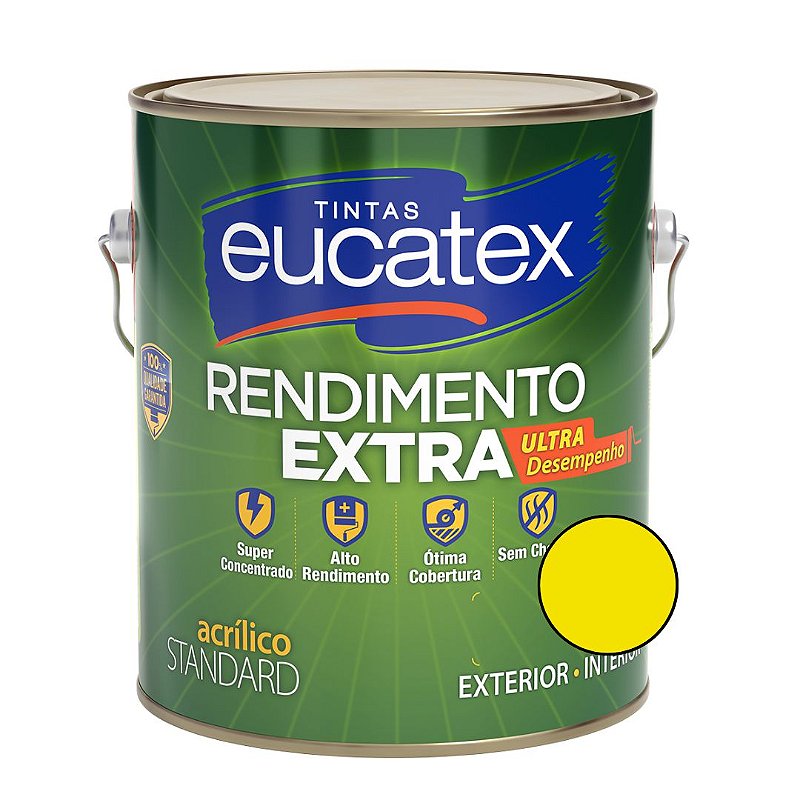 Tinta Acrílica Rendimento Extra - Standard - Amarelo Frevo-3,6L-  Eucatex