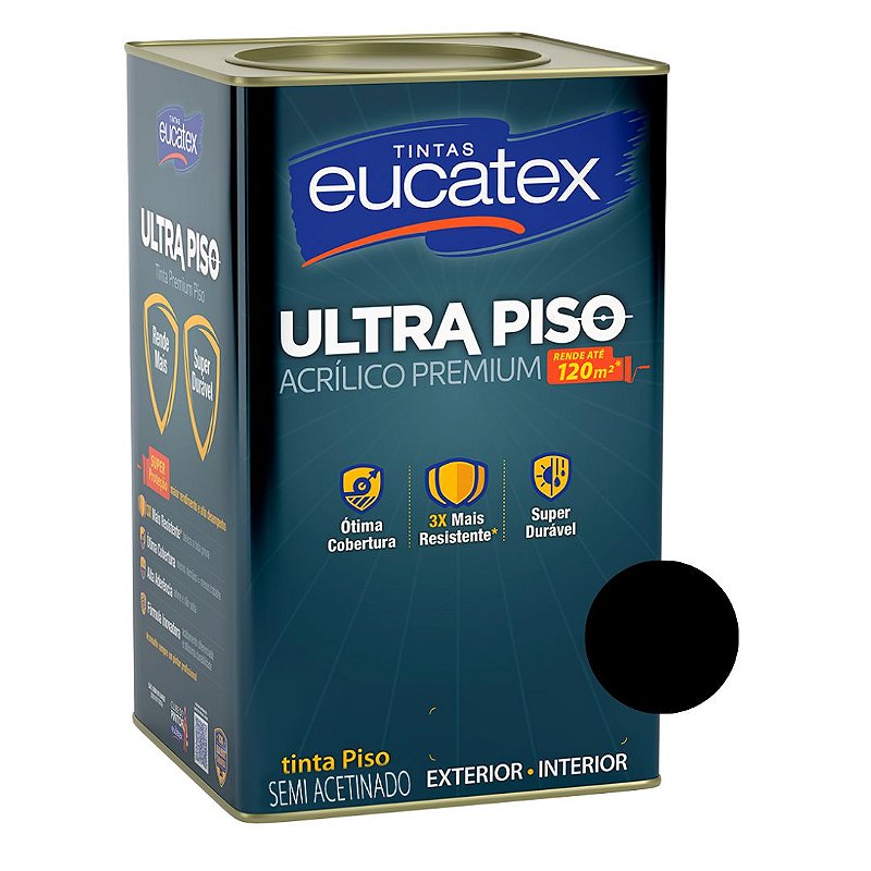 Tinta Acrílica Ultra Piso Premium - Preto - 18L - Eucatex