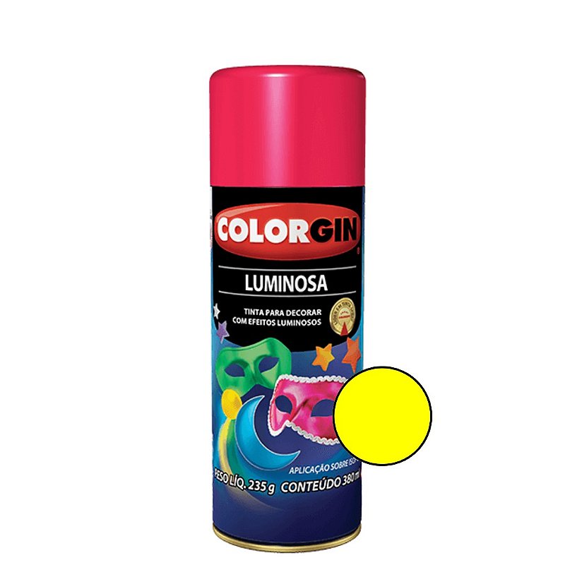 Tinta Spray Luminosa Cor Amarelo- Colorgin