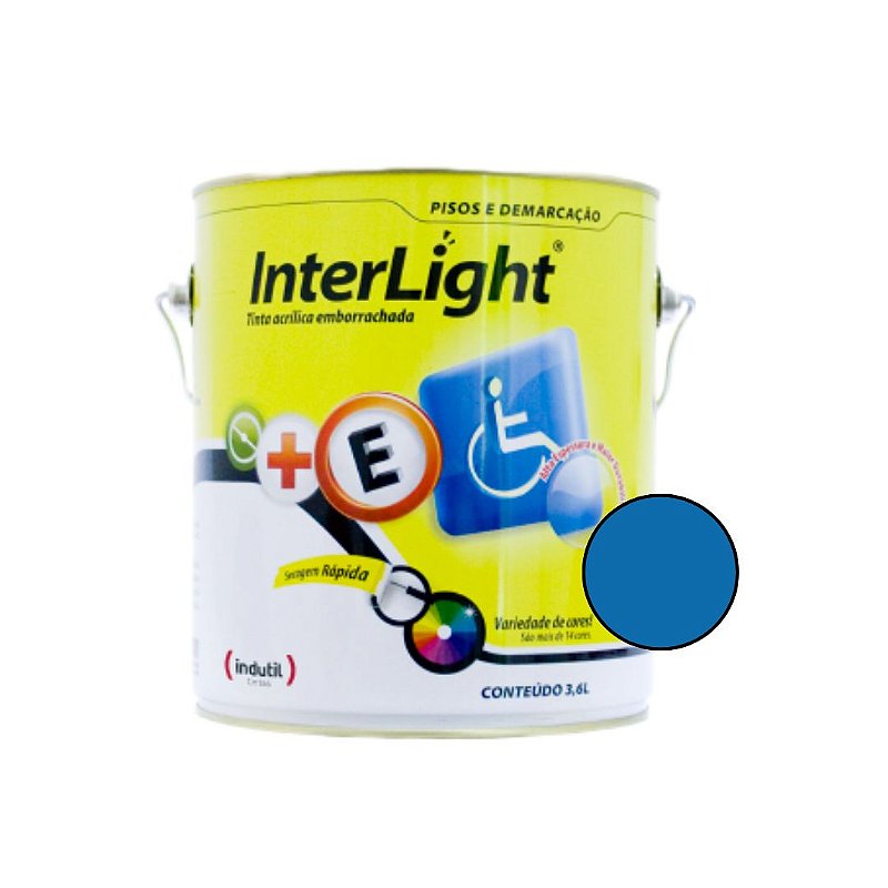 Tinta de Piso Emborrachada Interlight Piso 3,6L - Azul Segurança - Indutil