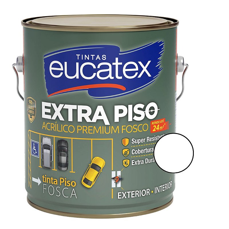 Tinta Acrílica Extra Piso Premium Fosco Branco 3,6L - Eucatex