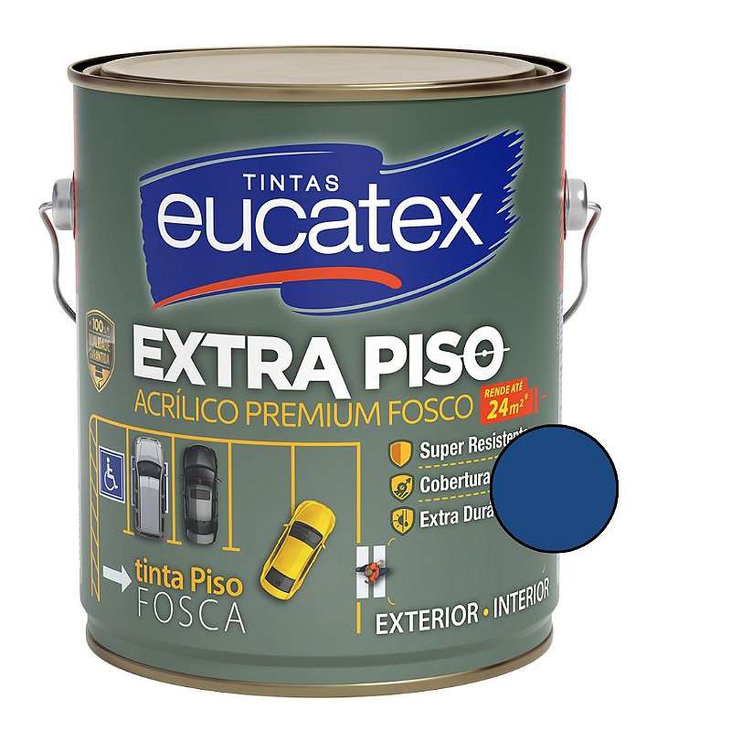 Tinta Acrílica Extra Piso Premium Fosco Azul 3,6L - Eucatex