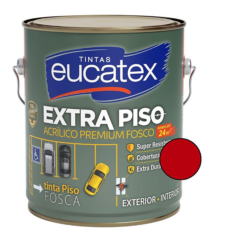 Tinta Acrílica Extra Piso Premium Fosco Vermelho Segurança 3,6L - Eucatex