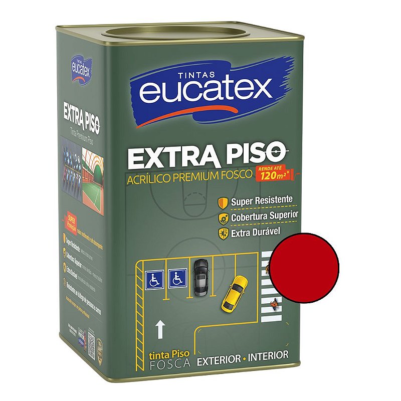 Tinta Acrílica Extra Piso Premium Fosco Vermelho Segurança 18L - Eucatex