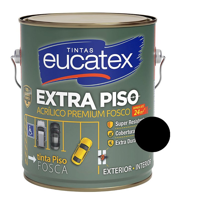 Tinta Acrílica Extra Piso Premium Fosco Preto 3,6L - Eucatex