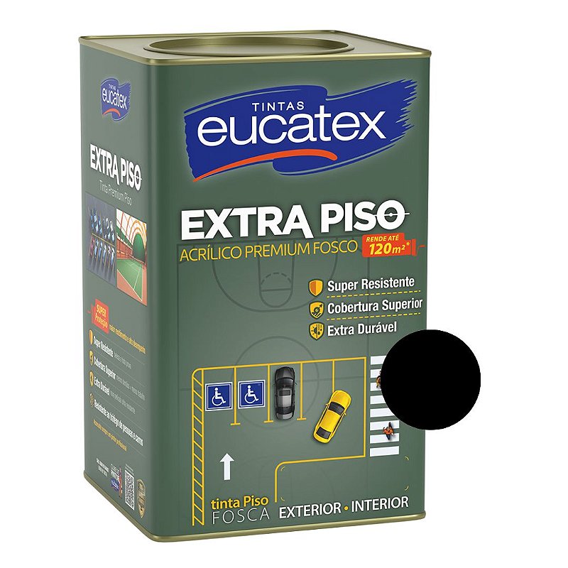 Tinta Acrílica Extra Piso Premium Fosco Preto 18L - Eucatex