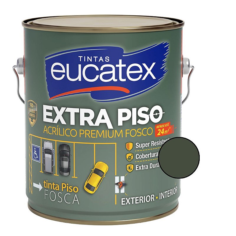 Tinta Acrílica Extra Piso Premium Fosco Cinza Escuro 3,6L - Eucatex