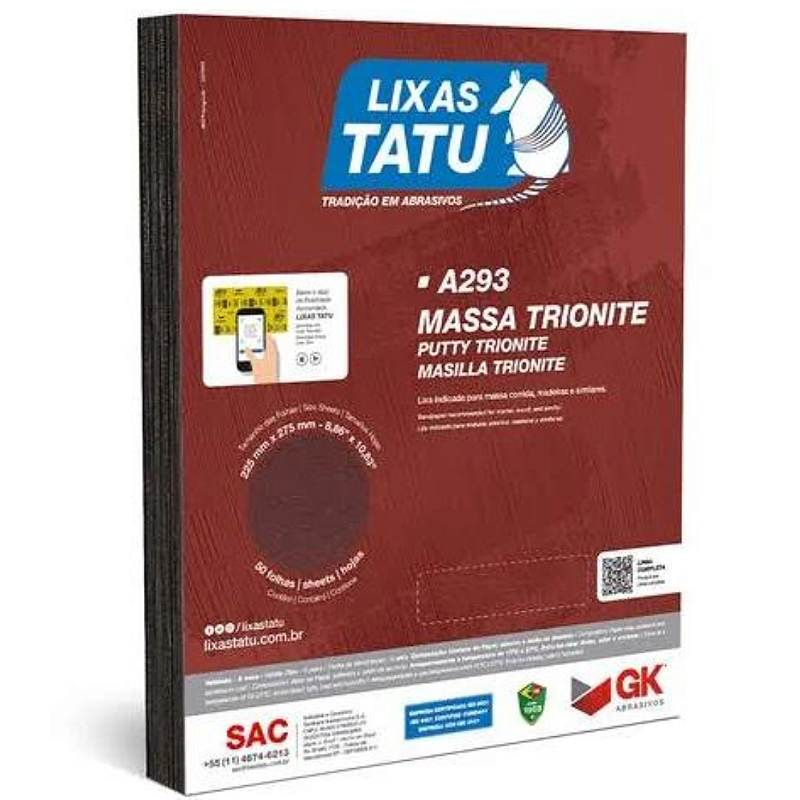 Folha de Lixa de massa 150 Trionite - Tatu - Unidade